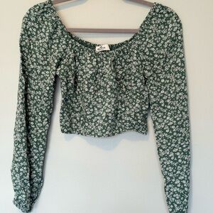 Hollister Green Floral Blouse